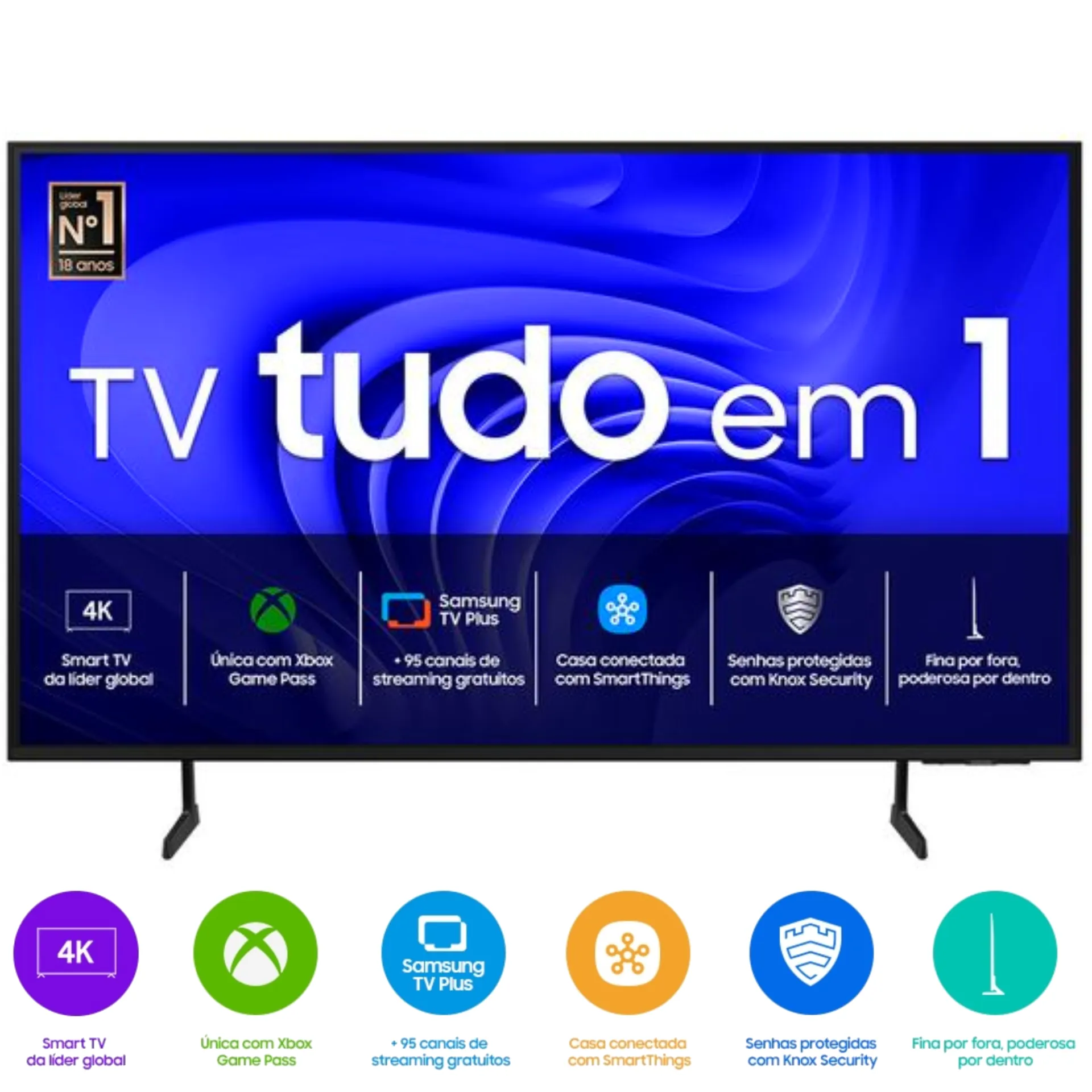 [Vip] Samsung Smart Tv 43 Uhd 4k 43du7700 2024, Xbox Game Pass, Processador Crystal 4k, Ai Energy Mode, Controle Solarcell, Alexa, Modo Game